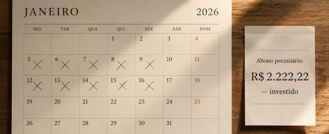 Abono pecuniário: vale a pena vender os dias de férias para investir em 2026?